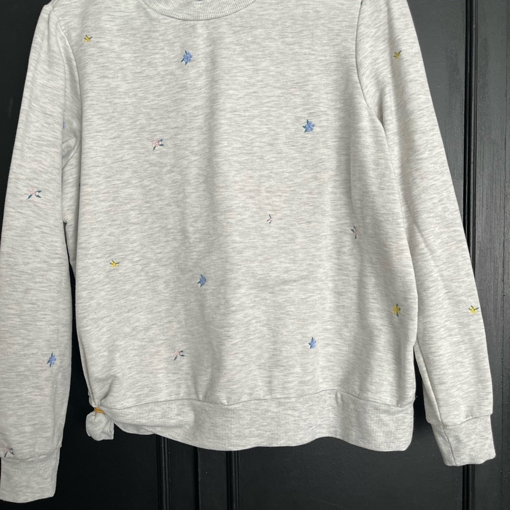 Gray Sweatshirt with Embroidered Accents